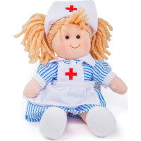 Bigjigs Toys Látková panenka zdravotní sestřička Nancy 28 cm