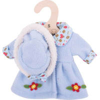 Bigjigs Toys Modrý kabátek s kloboučkem pro panenku 28 cm