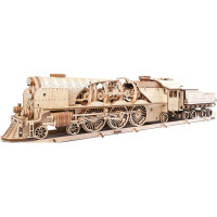 Ugears 3D dřevěné mechanické puzzle V-Express parní lokomotiva 4-6-2 s tendrem