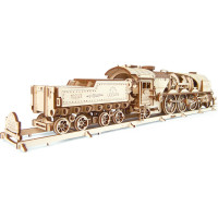 Ugears 3D dřevěné mechanické puzzle V-Express parní lokomotiva 4-6-2 s tendrem