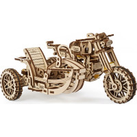 Ugears 3D dřevěné mechanické puzzle UGR-10 Motorka (scrambler) s vozíkem