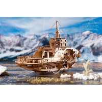 Ugears 3D dřevěné mechanické puzzle Remorkér