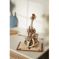 RoboTime 3D dřevěné mechanické puzzle Kouzelné violoncello (elektrický pohon)