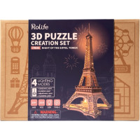 RoboTime 3D Dřevěné puzzle Rolife Noc Eiffelovy věže svítící