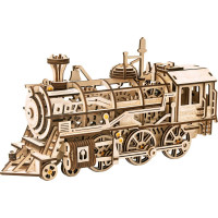 RoboTime 3D dřevěné mechanické puzzle Parní lokomotiva