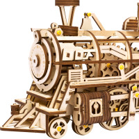 RoboTime 3D dřevěné mechanické puzzle Parní lokomotiva