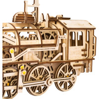 RoboTime 3D dřevěné mechanické puzzle Parní lokomotiva