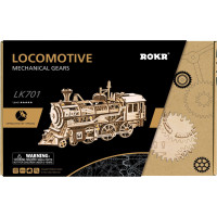 RoboTime 3D dřevěné mechanické puzzle Parní lokomotiva