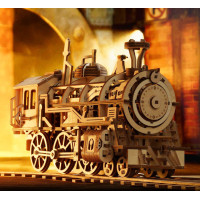 RoboTime 3D dřevěné mechanické puzzle Parní lokomotiva