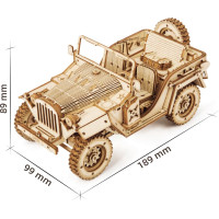RoboTime dřevěné 3D puzzle Vojenský džíp