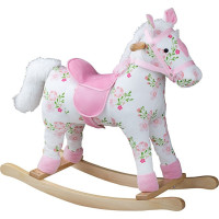 Bigjigs Toys Dřevěný houpací kůň s květy