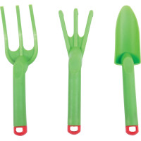 Bigjigs Toys Zahradní set nářadí plastový zelený 3ks