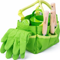 Bigjigs Toys Zahradní set nářadí v plátěné tašce zelený
