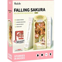 RoboTime 3D Puzzle Zarážka na knihy "Falling Sakura" (dřevěná)