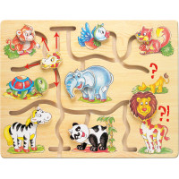 Bino Motorický labyrint Najdi hlavu zvířátka