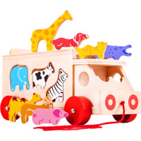 Bigjigs Toys Dřevěné auto se zvířátky