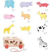 Bigjigs Toys Dřevěné auto se zvířátky