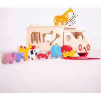 Bigjigs Toys Dřevěné auto se zvířátky