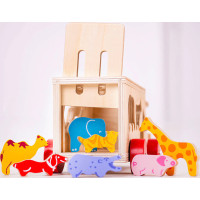 Bigjigs Toys Dřevěné auto se zvířátky