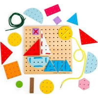 Bigjigs Toys Dřevěná šněrovací hra Geometrické tvary