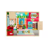 Bigjigs Toys Dřevěná motorická deska západky a zámky