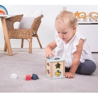 Bigjigs Toys Motorická kostka modrá