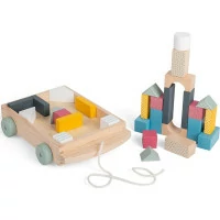 Bigjigs Toys Vozík s dřevěnými kostkami