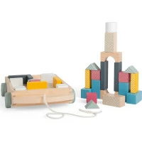 Bigjigs Toys Vozík s dřevěnými kostkami