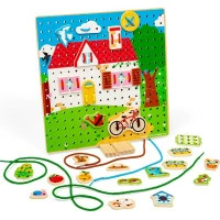 Bigjigs Toys Provlékací deska domeček