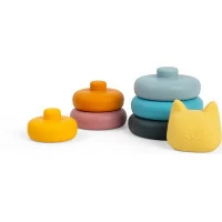 Bigjigs Toys Silikonová stohovací věž Kočka