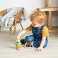 Bigjigs Toys Silikonová stohovací věž Kočka