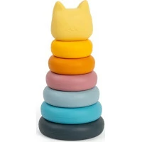Bigjigs Toys Silikonová stohovací věž Kočka