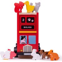 Bigjigs Toys Dřevěný autobus se zvířátky