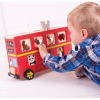 Bigjigs Toys Dřevěný autobus se zvířátky