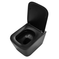 Závěsné WC Rea Julio RIMLESS + Duroplast sedátko flat - černé matné