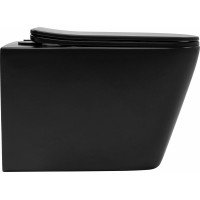 Závěsné WC Rea Julio RIMLESS + Duroplast sedátko flat - černé matné