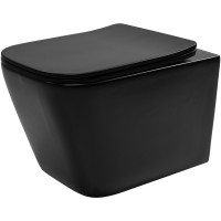 Závěsné WC Rea Julio RIMLESS + Duroplast sedátko flat - černé matné