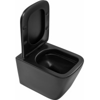 Závěsné WC Rea Julio RIMLESS + Duroplast sedátko flat - černé matné