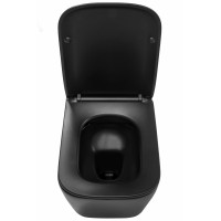 Závěsné WC Rea Julio RIMLESS + Duroplast sedátko flat - černé matné