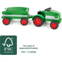 small foot Dřevěný traktor s vlečkou zelený