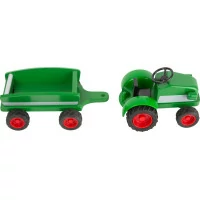 small foot Dřevěný traktor s vlečkou zelený