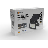 Solight LED solární světélko se senzorem, 6W, 660lm, 3CCT, Li-Ion, černá