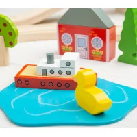 Bigjigs Rail Dřevěná vláčkodráha město a vesnice 91 dílů