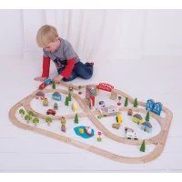 Bigjigs Rail Dřevěná vláčkodráha město a vesnice 91 dílů