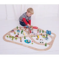 Bigjigs Rail Dřevěná vláčkodráha město a vesnice 91 dílů