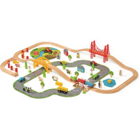 Bigjigs Rail Dřevěná vláčkodráha s venkovskou cestou 80 dílů