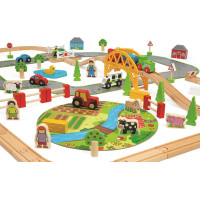 Bigjigs Rail Dřevěná vláčkodráha s venkovskou cestou 80 dílů