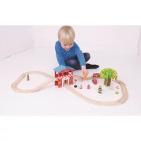 Bigjigs Rail Dřevěná vláčkodráha hasičská stanice