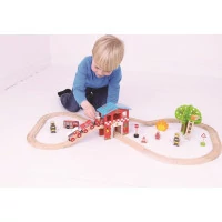 Bigjigs Rail Dřevěná vláčkodráha hasičská stanice