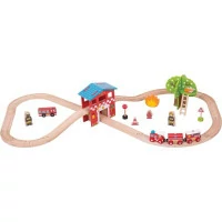 Bigjigs Rail Dřevěná vláčkodráha hasičská stanice